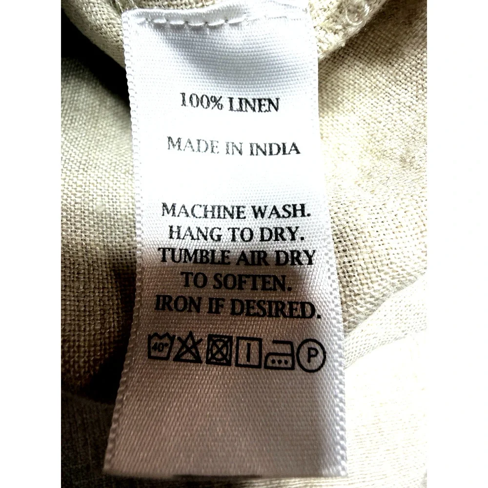 Crown Linen Designs Bella Bell Sleeve Top Large Flax Beige V-Neck Linen Tunic - Picture 5 of 12